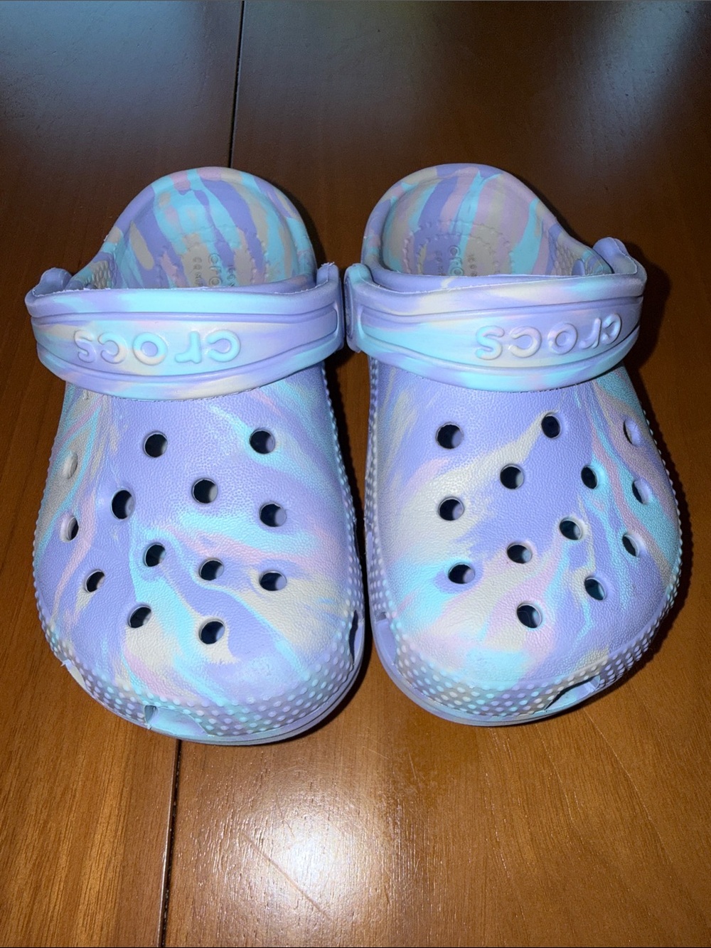 CROCS Toddler Pastel Swirl Classic Clog - Lavender, Mint & Pale Yellow